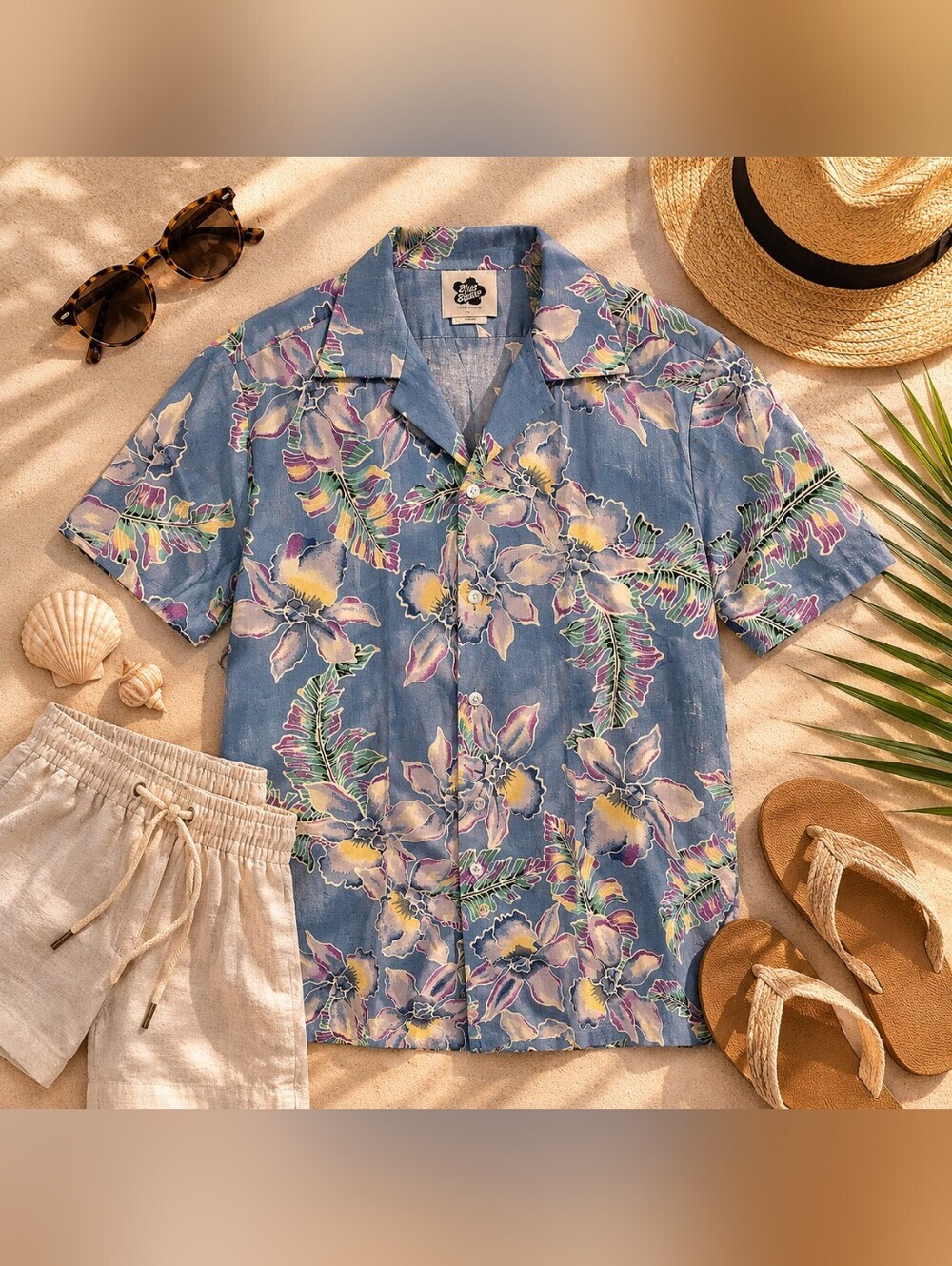 Vtg Hilo Hattie Blue Pink Green Tropical Cotton S Sleeve Hawiaan Shirt. Mens L